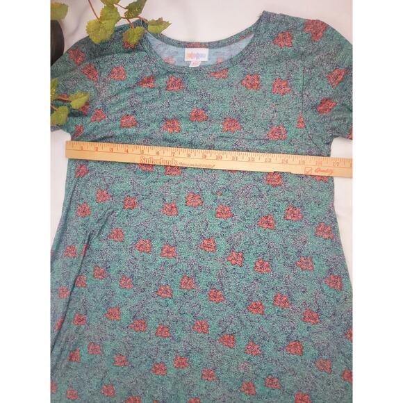 LuLaRoe Carly Dress XXS Blue Floral Legging High Low Swing T-Shirt Womens Size - Picture 4 of 7